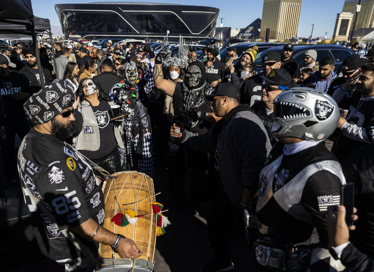 Raiders fans before the start of an NFL football game against the Denver Broncos on Sunday, Dec ...