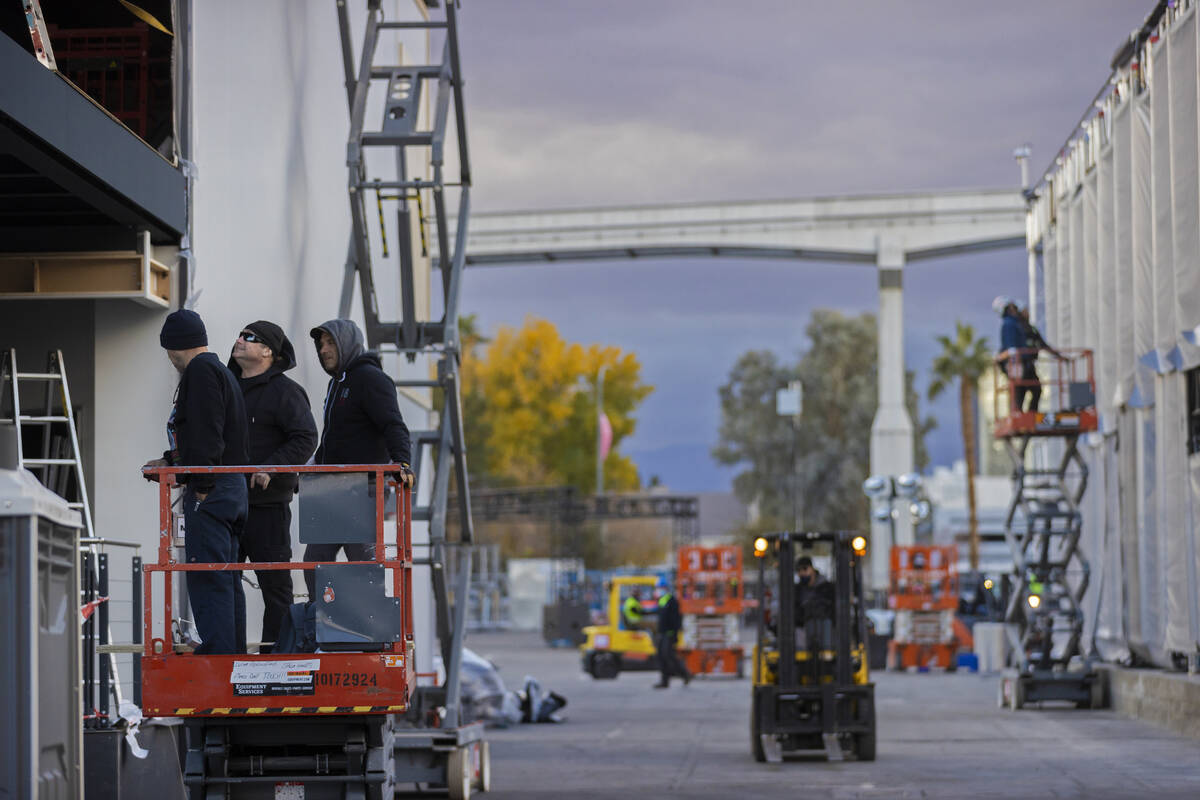 Crews work to build infrastructure for CES set to begin January 5 at the Las Vegas Convention C ...