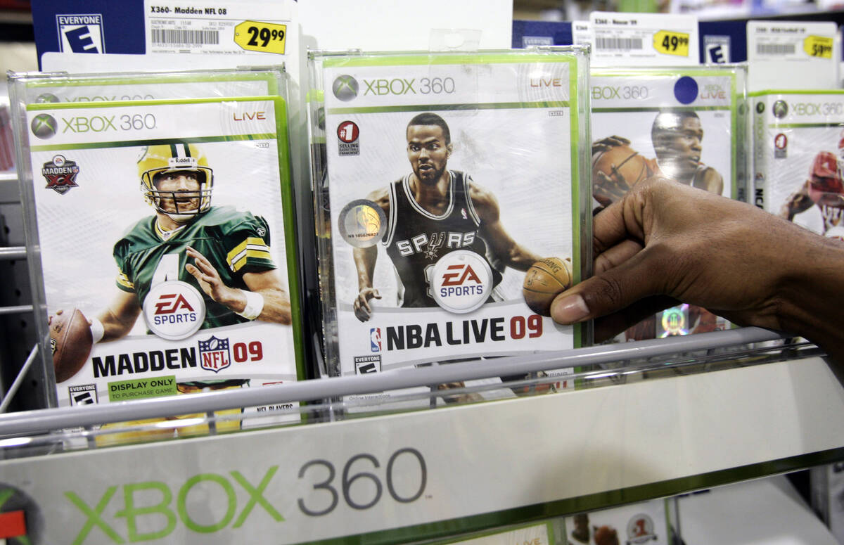 Electronic Arts games for the XBox 360 on display at Best Buy in Mountain View. Calif., Wednesd ...