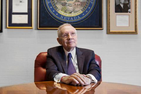 Former Nevada Sen. Harry Reid sits at his office in Bellagio on Friday, Feb. 8, 2019, in Las Ve ...