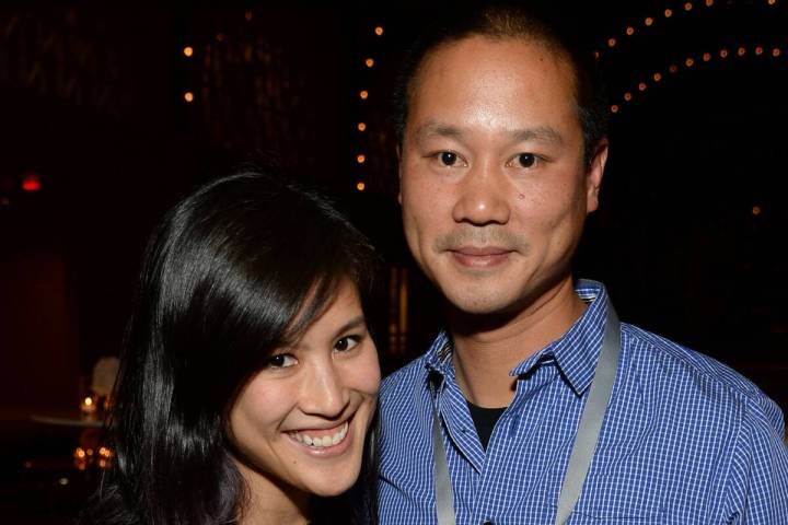 Mimi Pham and Zappos.com CEO Tony Hsieh attend the Vanity Fair New Establishment Summit Cocktai ...