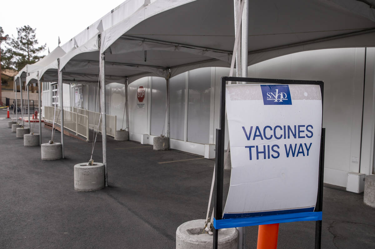 COVID-19 vaccination clinic at the Southern Nevada Health District on Thursday, Dec. 9, 2021, i ...