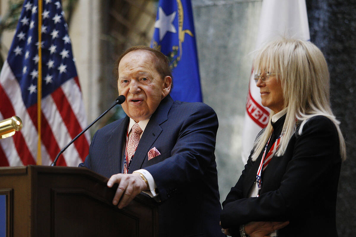 Sheldon Adelson, CEO of the Las Vegas Sands Corp., and his wife, Dr. Miriam Adelson, welcome th ...