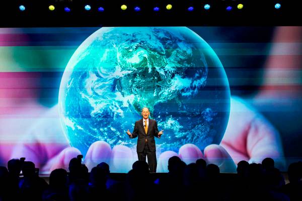 Gary Shapiro, president and CEO of the Consumer Technology Association, speaks during a keynote ...
