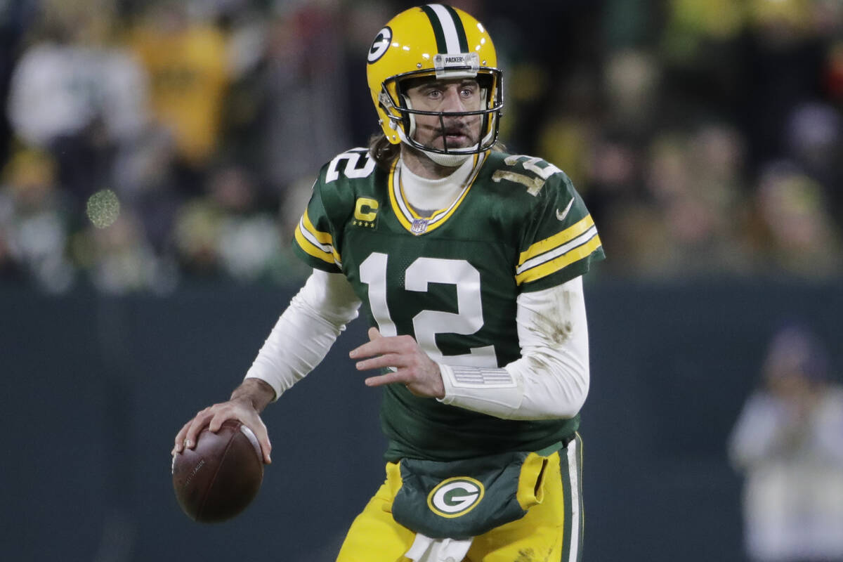 Green Bay Packers' Aaron Rodgers during the second half of an NFL football game against the Min ...