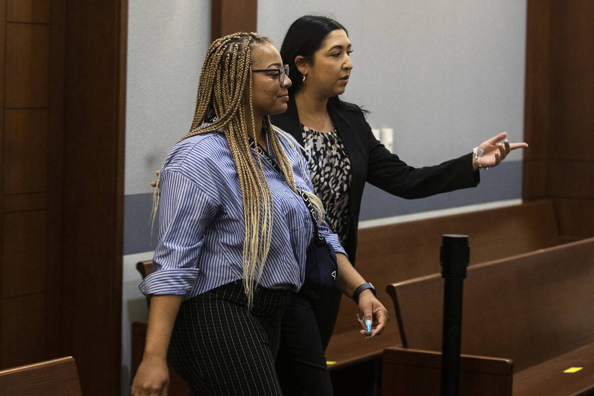 Cadesha Bishop is led into the courtroom by her attorney Sophie Salcedo at the Regional Justice ...