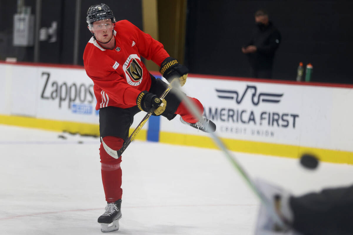 Golden Knights player Jack Eichel during a team practice at City National Arena in Las Vegas, T ...