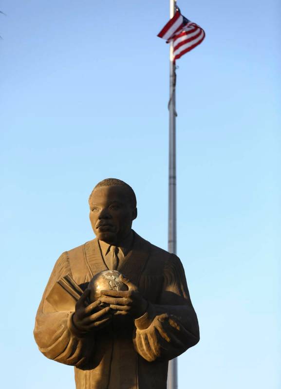 A statue of Dr. Martin Luther King Jr. in North Las Vegas. Chase Stevens Las Vegas Review-Journ ...