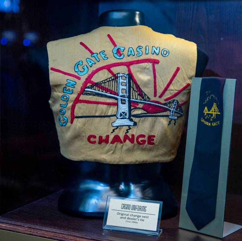 A circa 1960ճ change vest and tie on display in the lobby at the Golden Gate which is cel ...