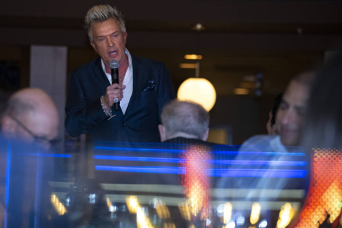 Zowie Bowie roasts former Las Vegas mayor Oscar Goodman at Oscar's Steakhouse, on the 10th anni ...