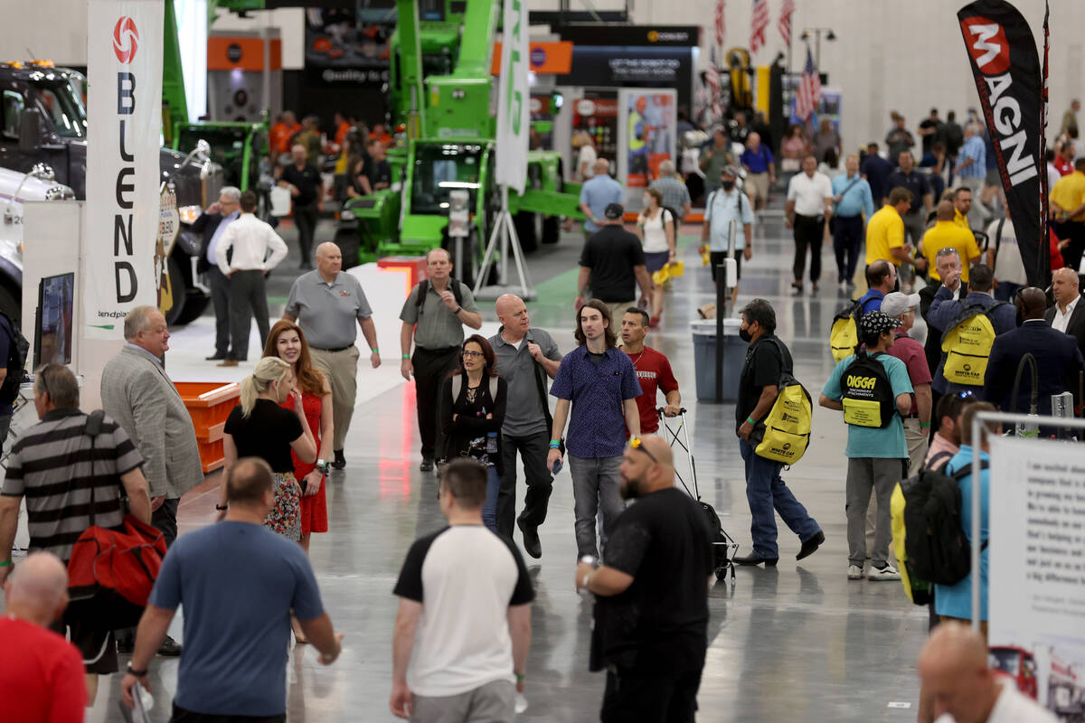 Conventioneers at the World of Concrete trade show at the Las Vegas Convention Center's new $1 ...