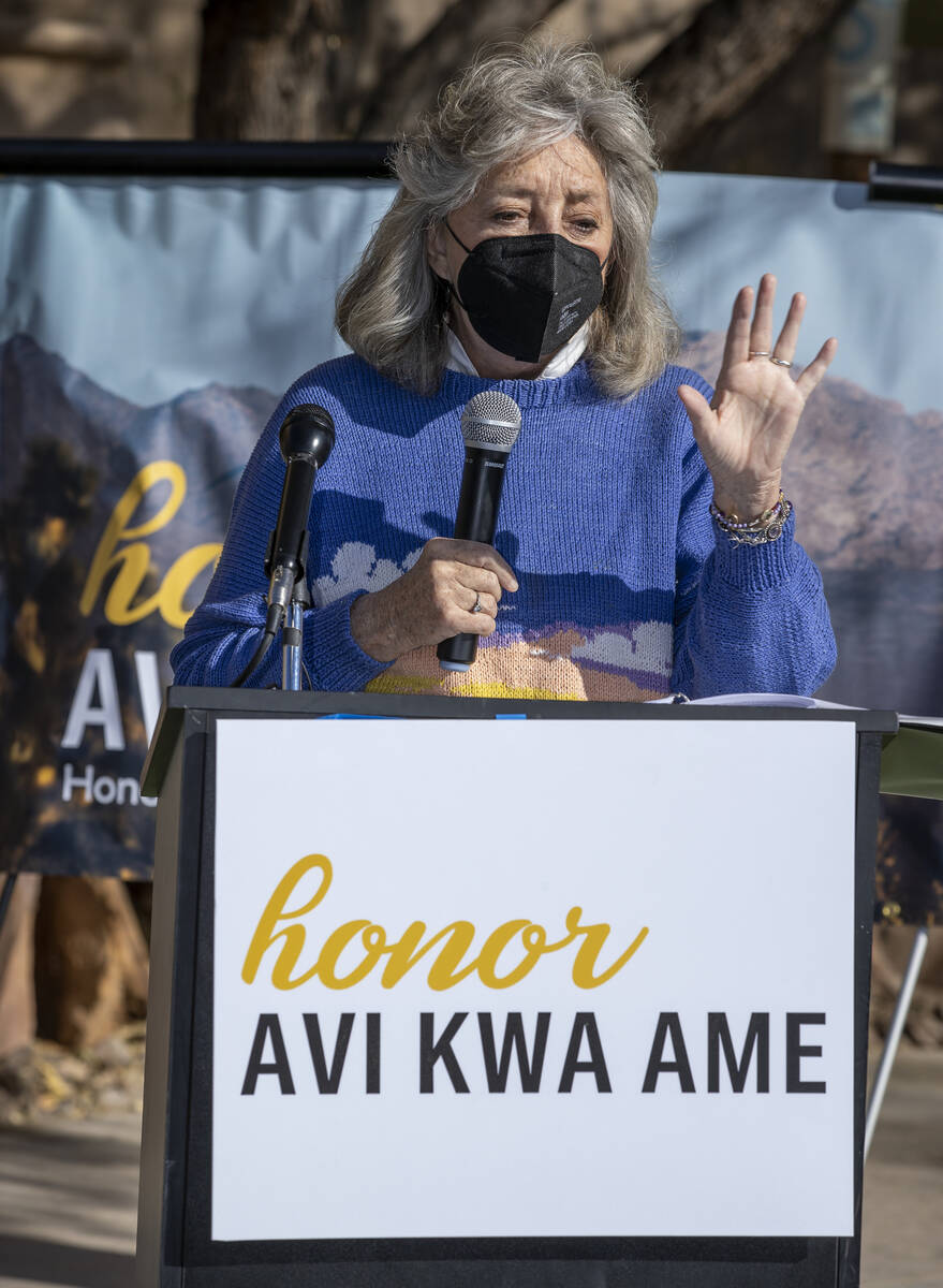 Congresswoman Dina Titus speaks about her bill to designate Avi Kwa Ame (the Mojave name for Sp ...