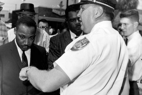 FILE - In this July 27, 1962 file photo, the Rev. Dr. Martin Luther King, Jr., is arrested by A ...