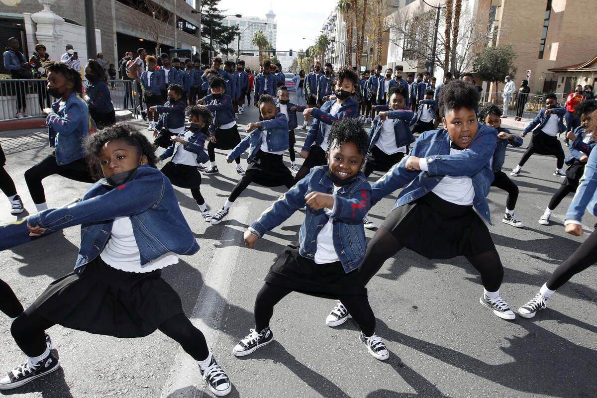 Inferno Cheer and Dance members perform during the 40th annual Martin Luther King, Jr. parade, ...