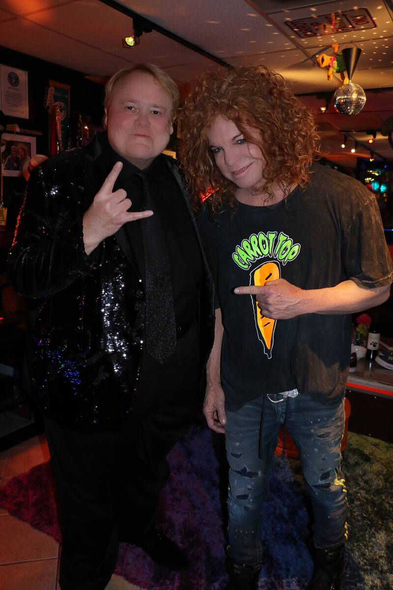 Louie Anderson and Carrot Top are shown in Carrot Top's dressing room after Anderson's introduc ...