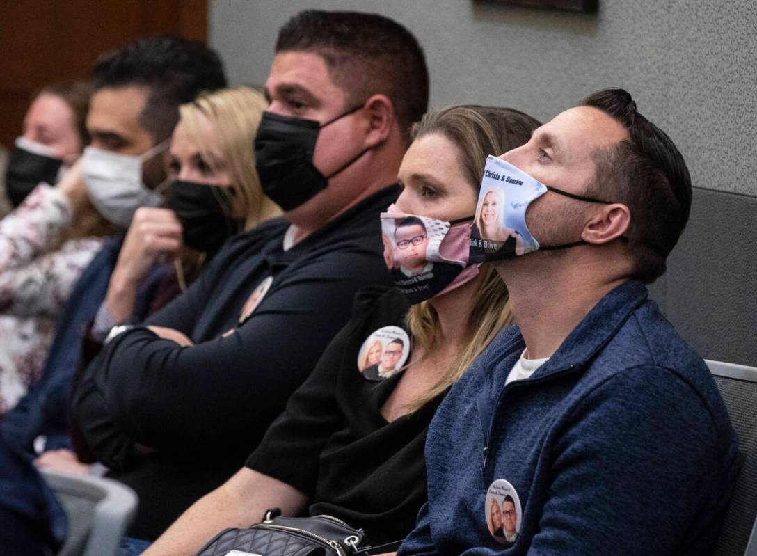 Relatives of DUI crash victims attend the resentencing of Henry Aparicio at the Regional Justic ...