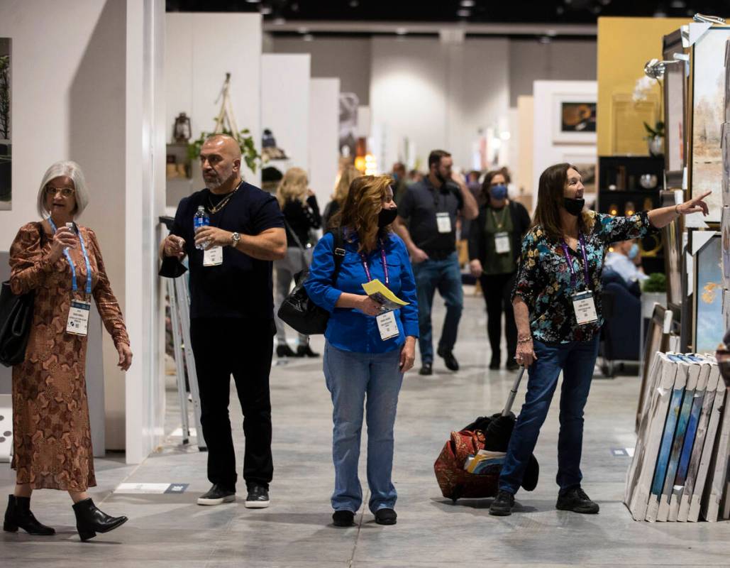 Conventiongoers browse The Expo during the Las Vegas Market at World Market Center Las Vegas on ...