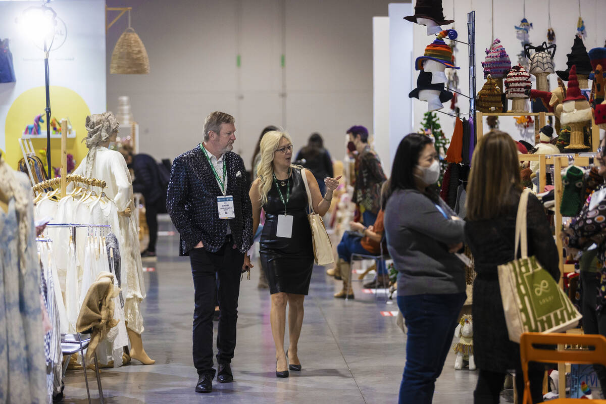 Conventiongoers browse The Expo during the Las Vegas Market at World Market Center Las Vegas on ...