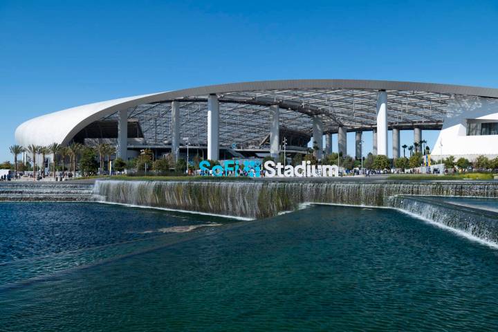 General view of SoFi Stadium, the home of the Los Angeles Rams before an NFL football game betw ...