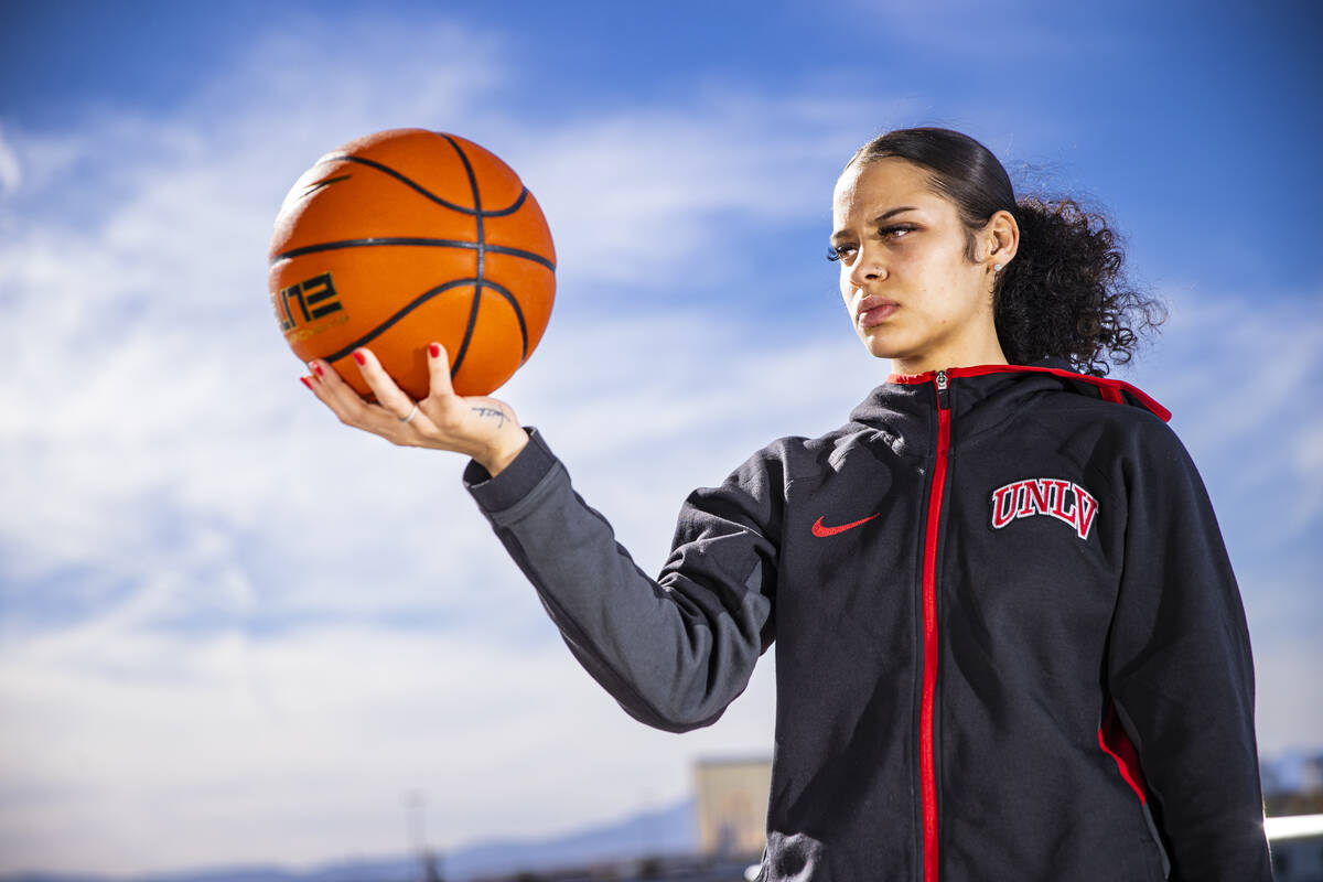 UNLV Lady Rebels guard Essence Booker poses for a portrait at UNLV on Friday, Jan. 28, 2022, in ...