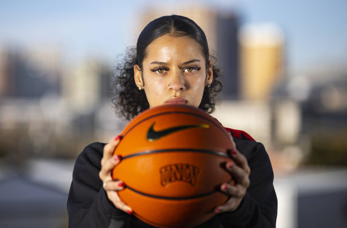 UNLV Lady Rebels guard Essence Booker poses for a portrait at UNLV on Friday, Jan. 28, 2022, in ...