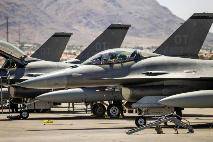 Nellis Air Force Base hosting a RED FLAG exercise on Thursday, July 29, 2021, in Las Vegas. (L ...