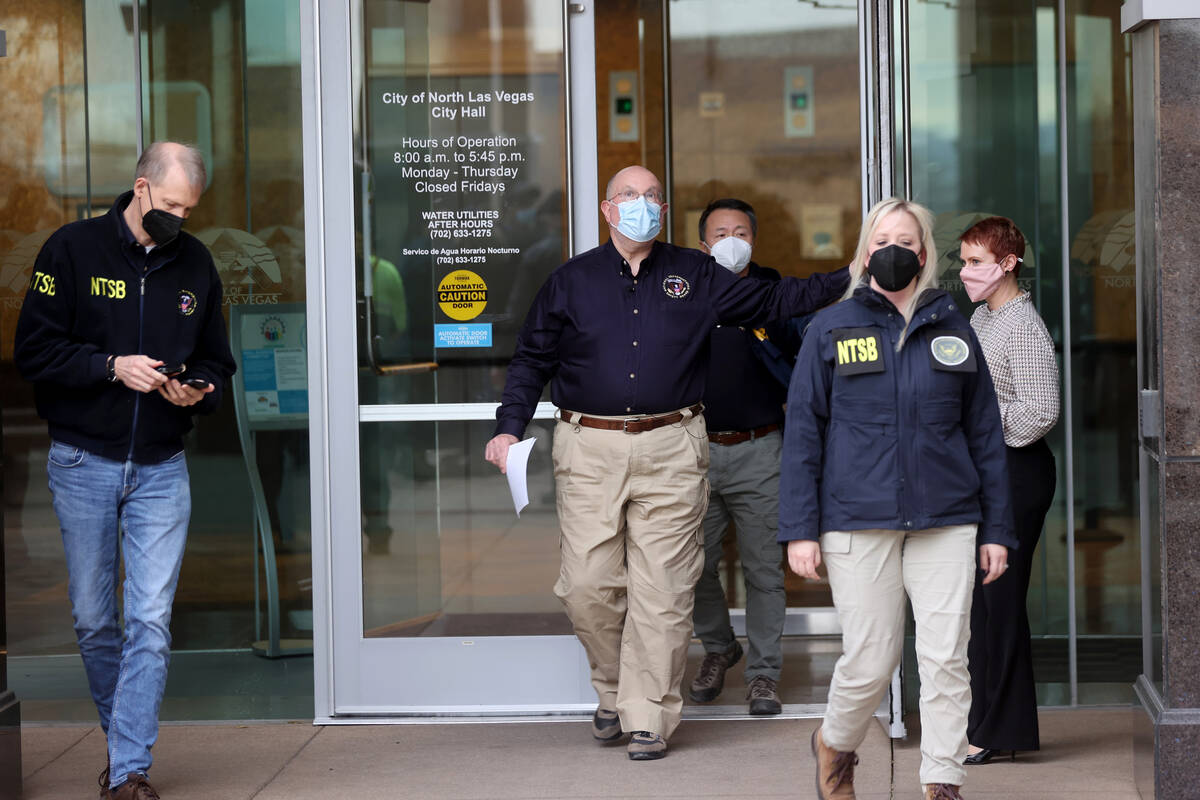 National Transportation Safety Board member Tom Chapman arrives for a news conference at North ...