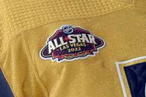 A patch for the 2022 NHL All-Star game is affixed to the jersey of Vegas Golden Knights goalten ...