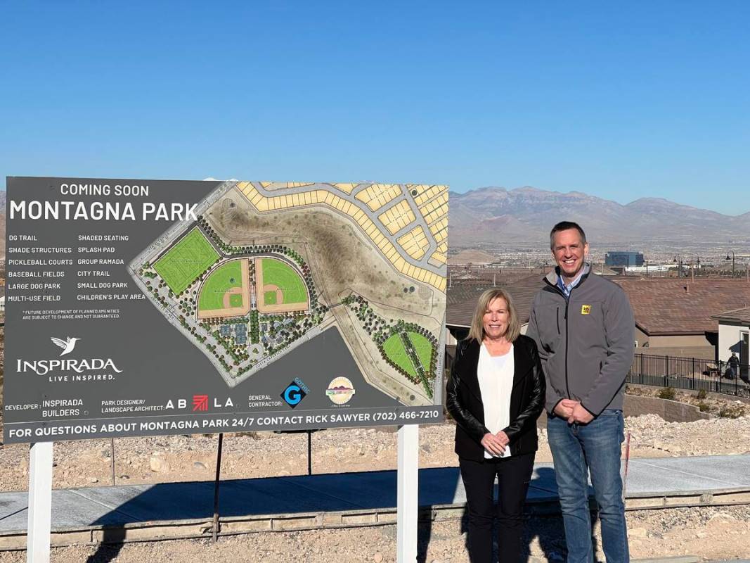 Shari Ferguson, director of Parks and Recreation for the city of Henderson, and Brian Kunec, ge ...