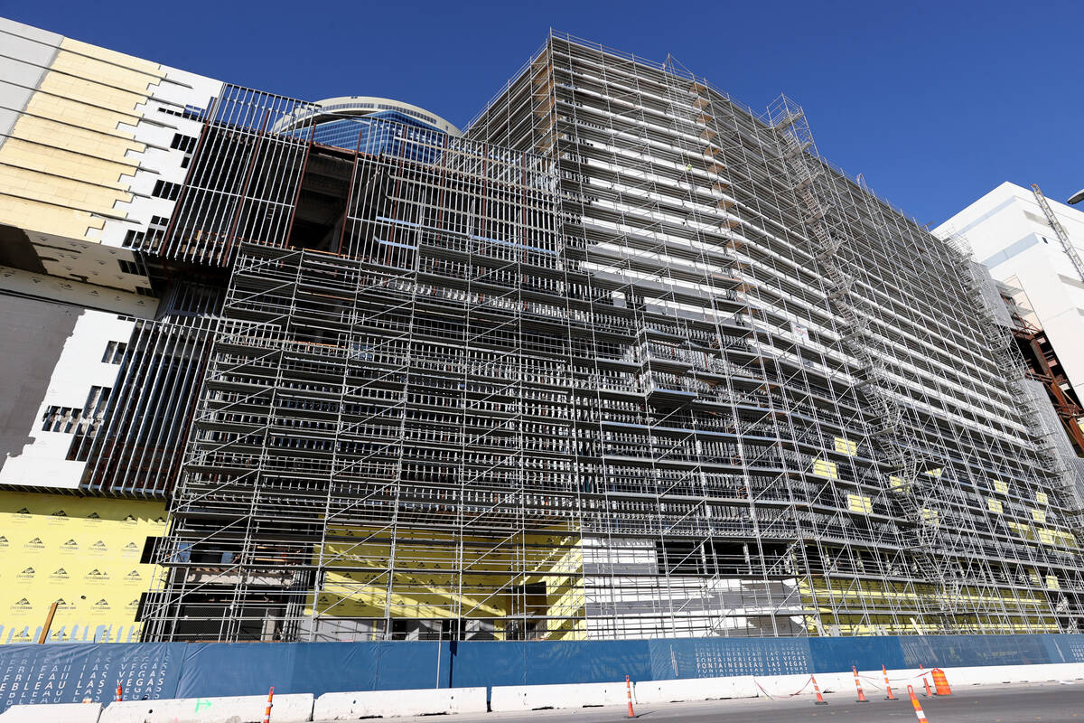 Fontainebleau Las Vegas under construction on the north Strip Thursday, Feb. 3, 2022. (K.M. Can ...