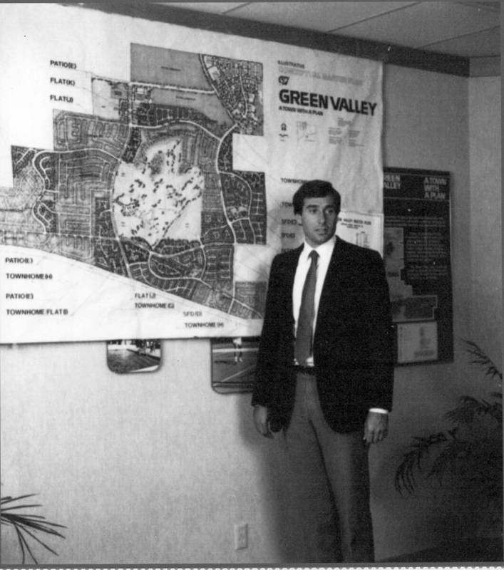 Developer Mark Fine stands in front of a map of Henderson's Green Valley community in the early ...