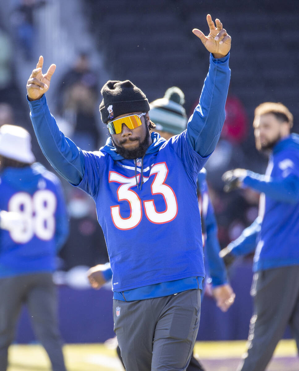 Minnesota Viking running back Dalvin Cook recognizes the fans during the NFC Pro Bowl players p ...