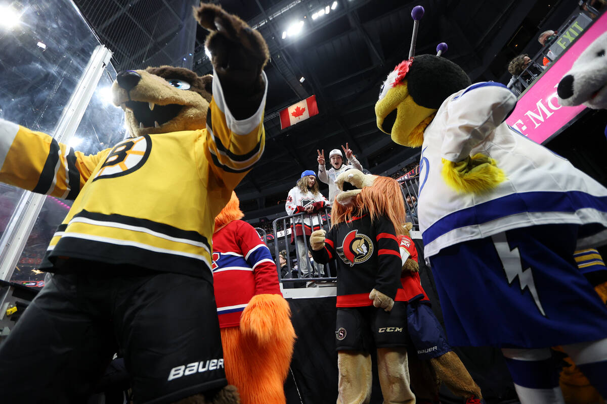 Fans attend the NHL All-Star Skills competition at T-Mobile Arena in Las Vegas, Friday, Feb. 4, ...