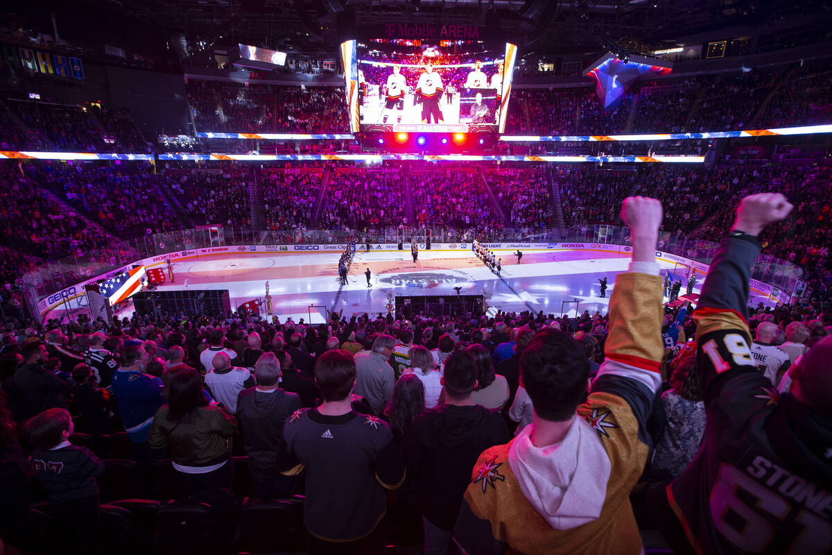 Fans attend the NHL All-Star Game at T-Mobile Arena in Las Vegas, Saturday, Feb. 5, 2022. (Erik ...