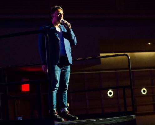Festival founder Rehan Choudhry speaks inside The Joint during the first day of the Emerge Impa ...