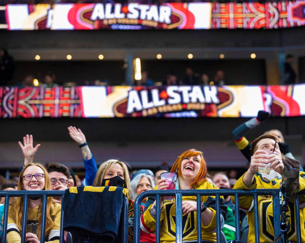 Fans fill T-Mobile Arena during the NHL All-Star Game on Saturday, Feb. 5, 2022, in Las Vegas. ...