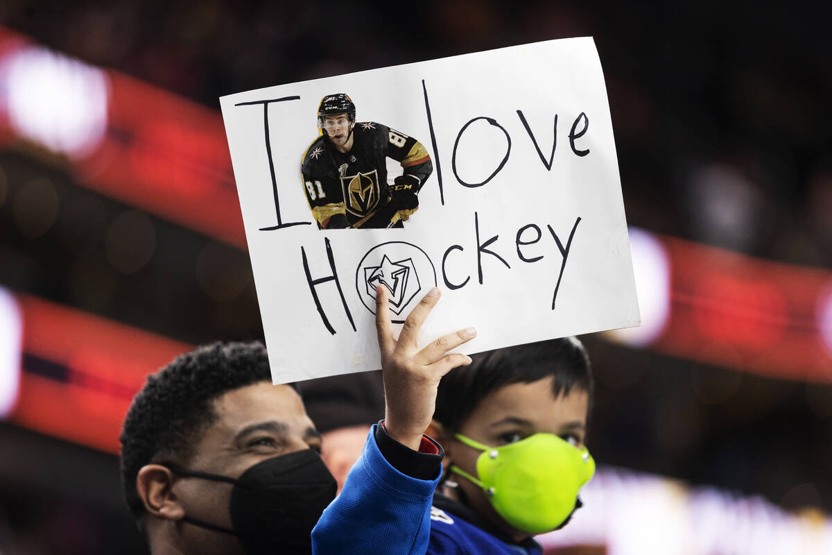 Fans fill T-Mobile Arena during the NHL All-Star Game on Saturday, Feb. 5, 2022, in Las Vegas. ...