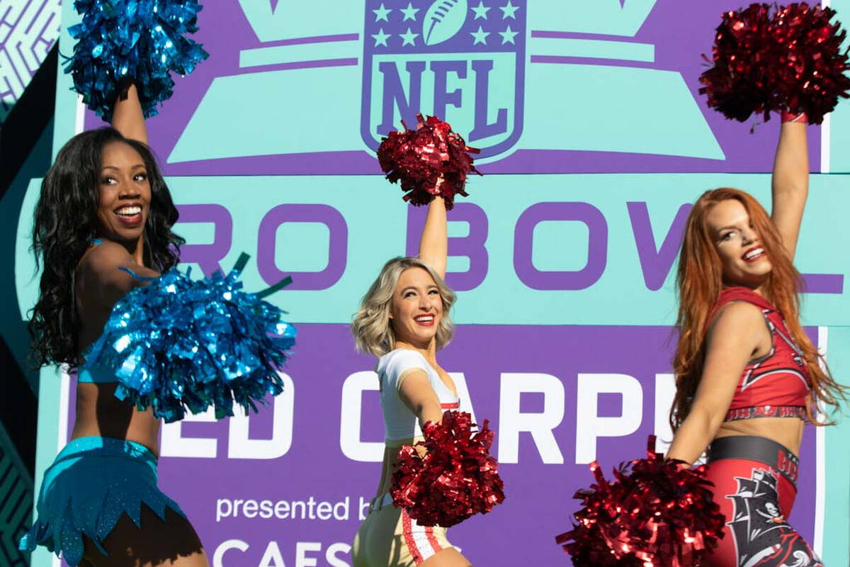 NFL cheerleaders dance on the red carpet during the Pro Bowl pregame festivities at Allegiant S ...