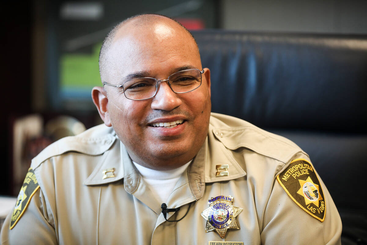 Las Vegas Metropolitan Capt. Carlos Hank speaks to the Review-Journal at Metro Headquarters in ...