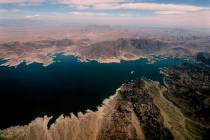 Lake Mead, which separates Arizona, bottom, and Nevada, top. (AP Photo/Joe Cavaretta, File)