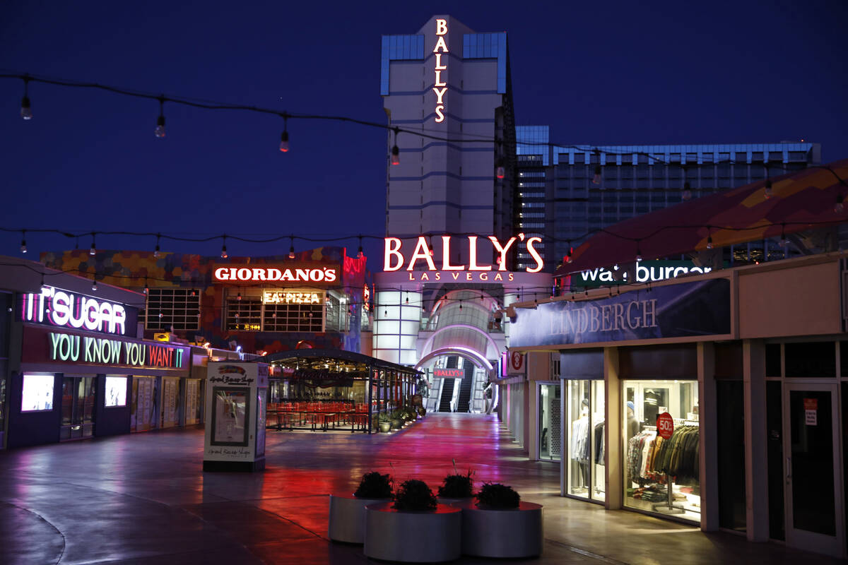 An empty outdoor mall at Bally's Las Vegas along the Las Vegas Strip. Caesars Entertainment pla ...