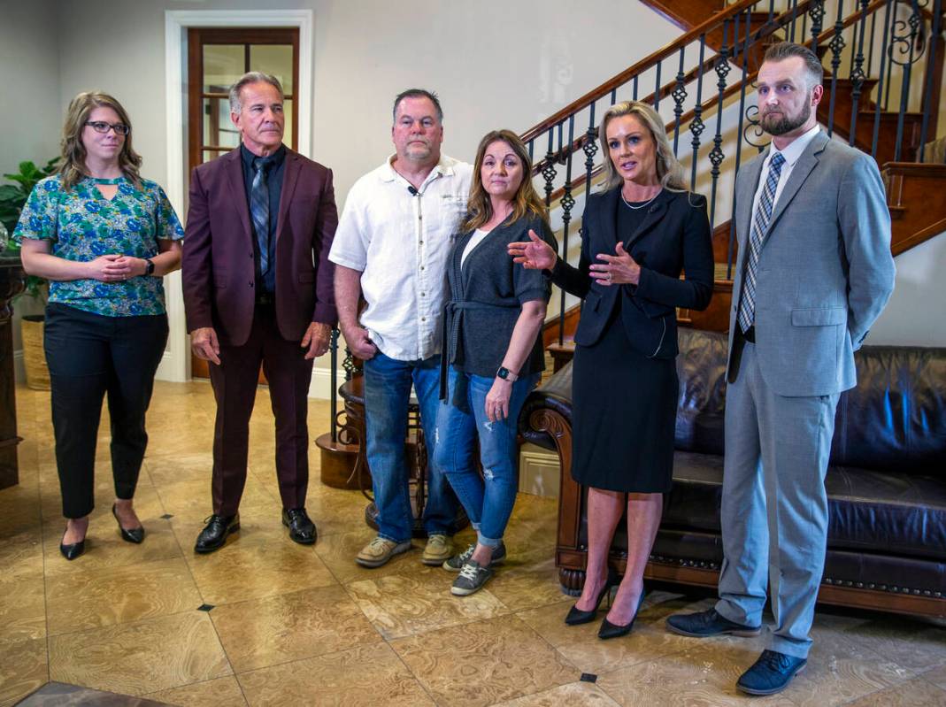 (From left) Attorney Alyssa Piraino, Lead Attorney Lloyd Baker with Martin and Tammara Slatsky ...