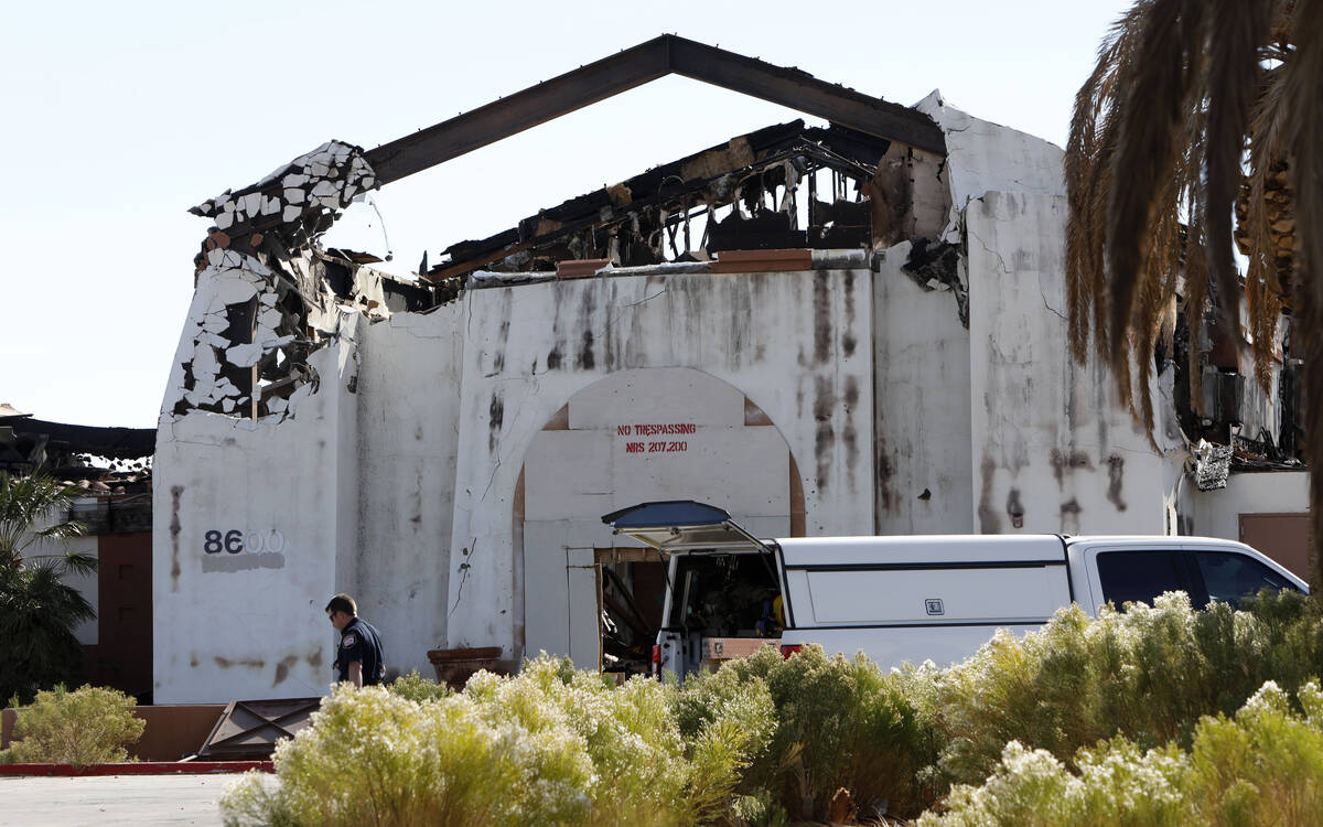 Members of Las Vegas Fire and Rescue work on scene at the Silverstone Golf Club, Saturday, Nov. ...