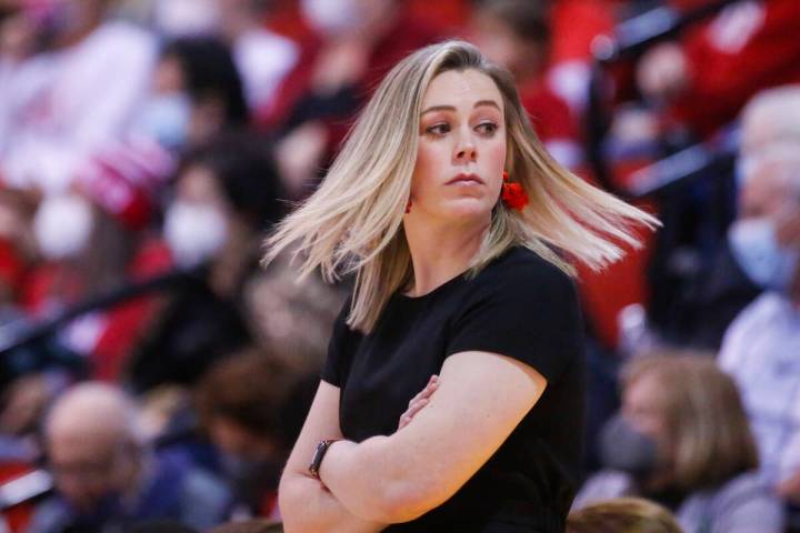 UNLV Lady Rebels head coach Lindy La Rocque looks on during the second half of a basketball gam ...