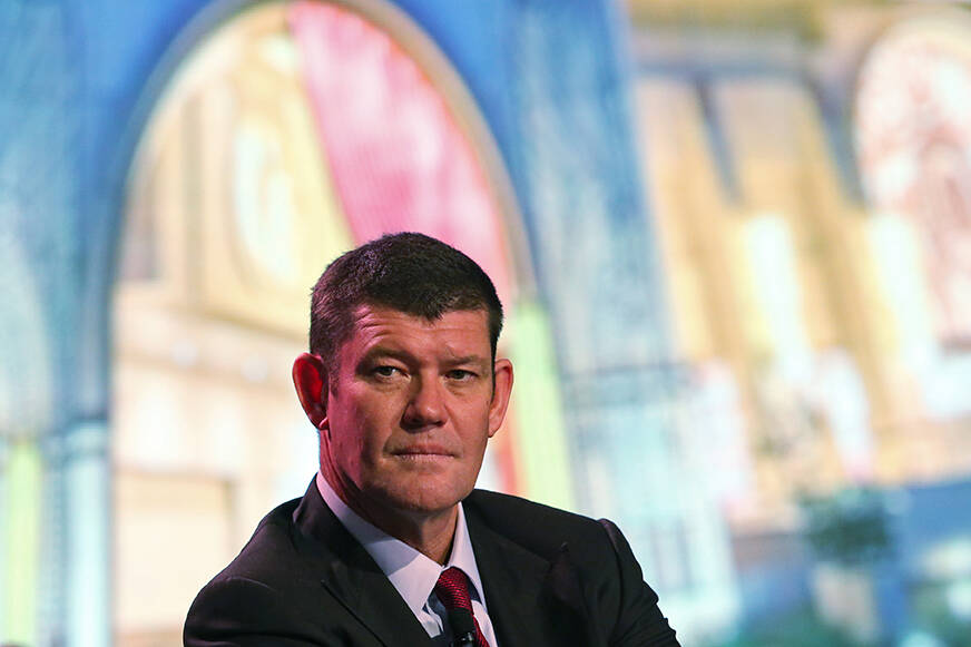 Australian billionaire James Packer, the biggest shareholder in Crown Resorts, speaks during a ...