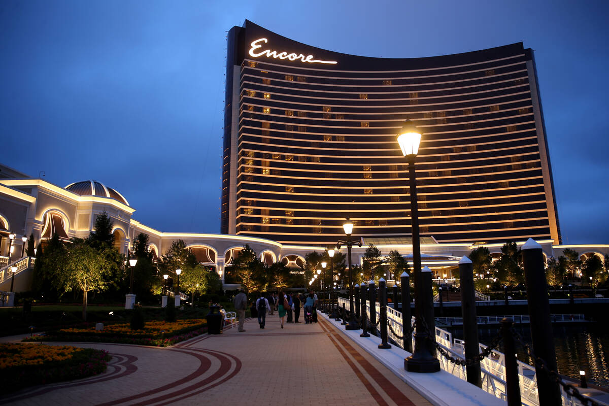 Guests take in the Mystic River during an invitation-only party at Encore Boston Harbor Thursda ...