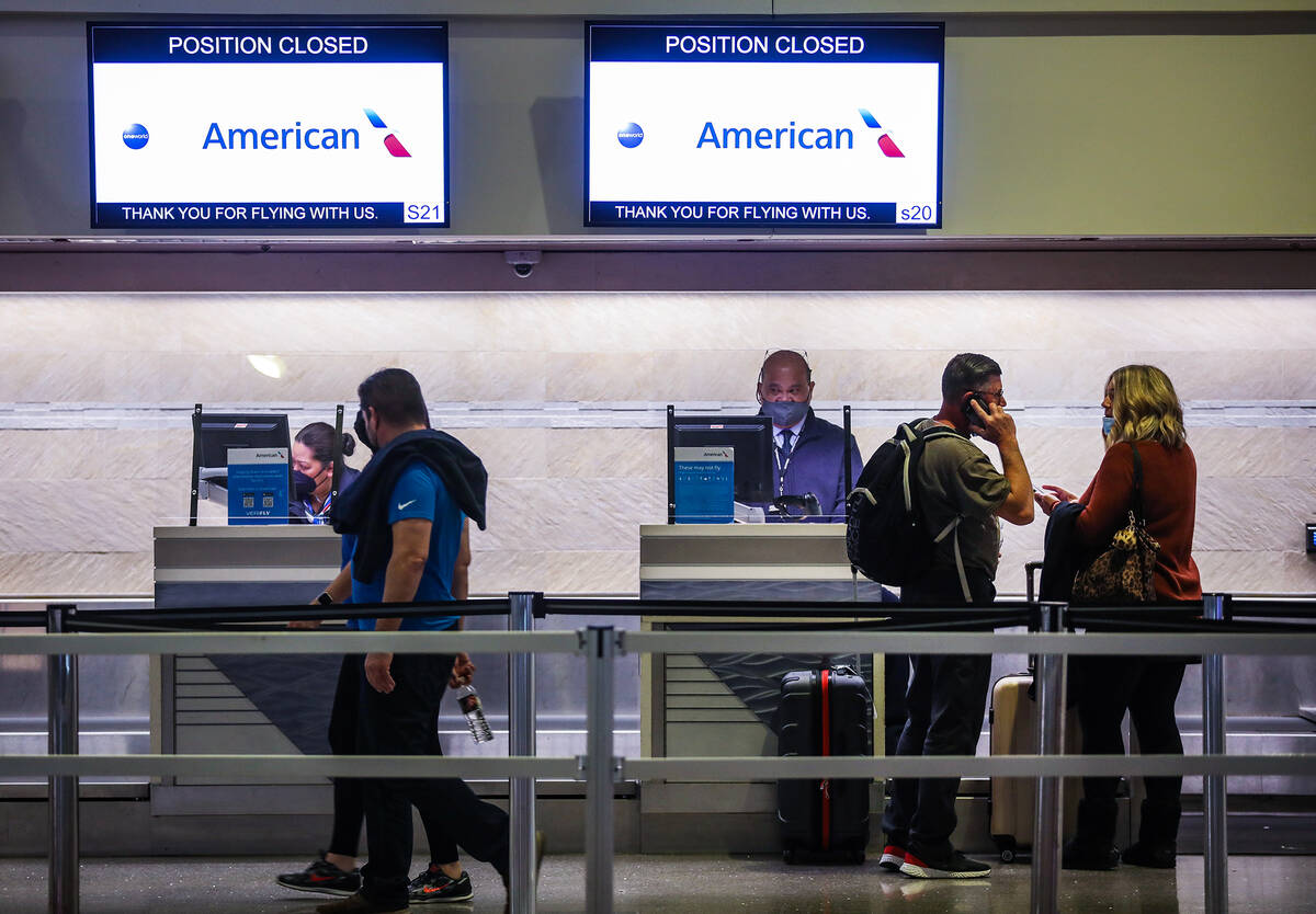 Guests in the ticketing area of Harry Reid International Airport on Monday, Jan. 10, 2022 in La ...