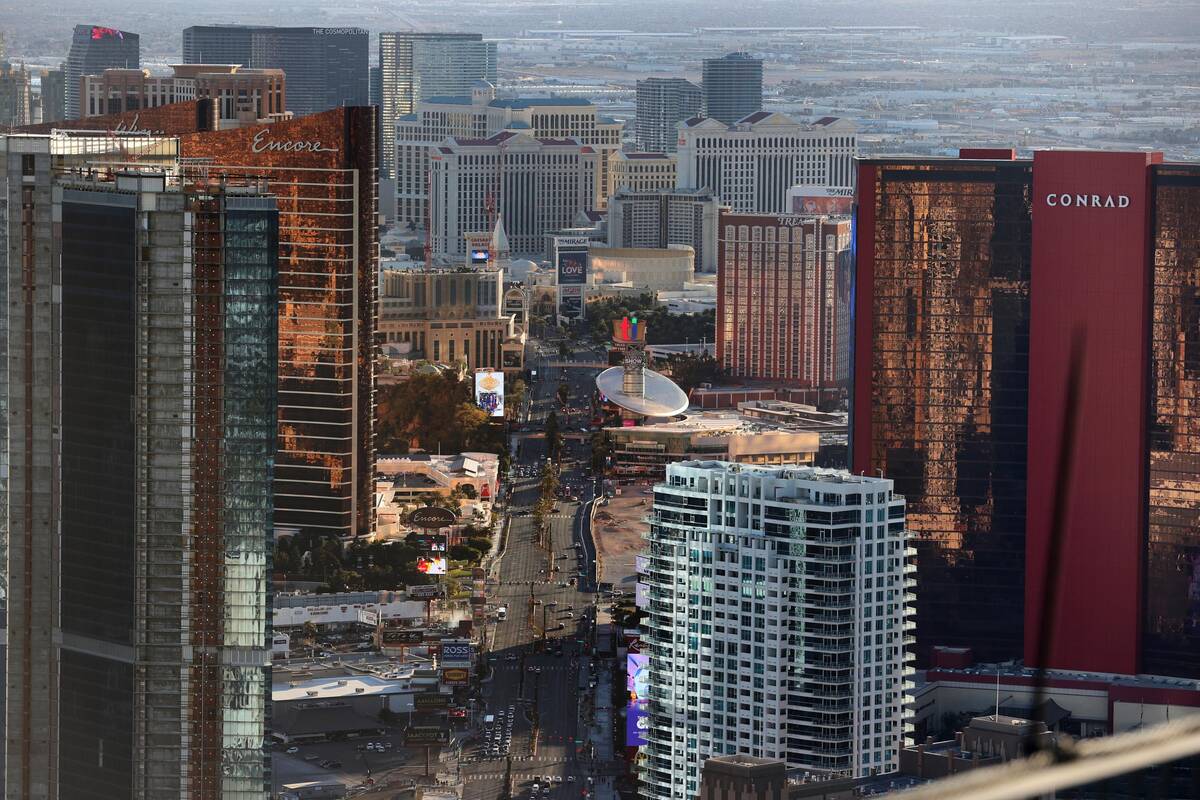 The North Strip in Las Vegas as seen from The Strat Skypod Wednesday, Feb. 2, 2022. New and res ...