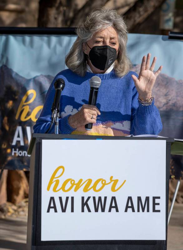 Congresswoman Dina Titus speaks about her bill to designate Avi Kwa Ame (the Mojave name for Sp ...