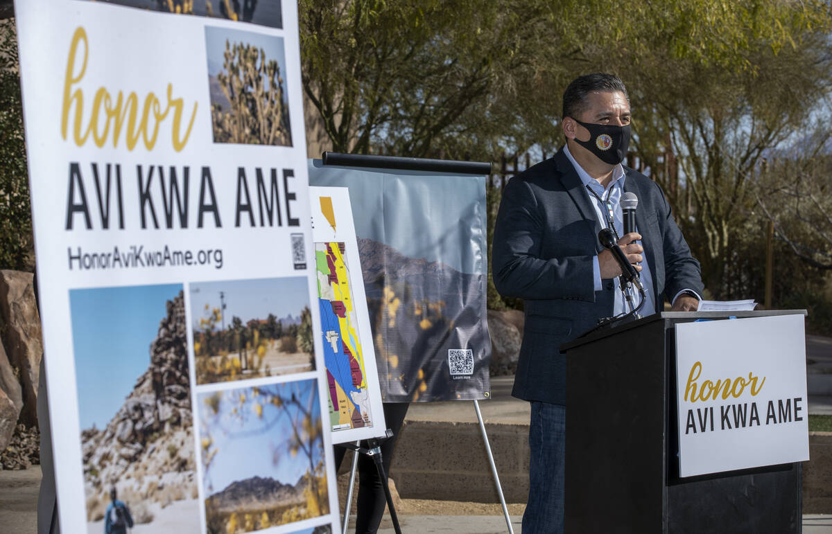 Vice Chairman Shan Lewis of the Fort Mojave Indian Tribe speaks about the bill to designate Avi ...